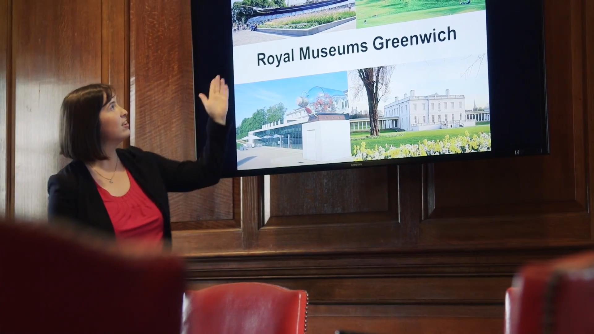 An employee at Royal Museums Greenwich gives a presentation.