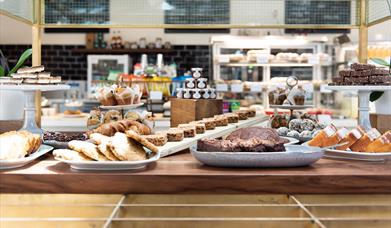 Inside the Cutty Sark Café, showing a room filled with delicious snacks.