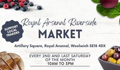 Royal Arsenal Riverside hosts its very own Farmers' Market, providing a range of locally sourced foods for residents and visitors to purchase on the d