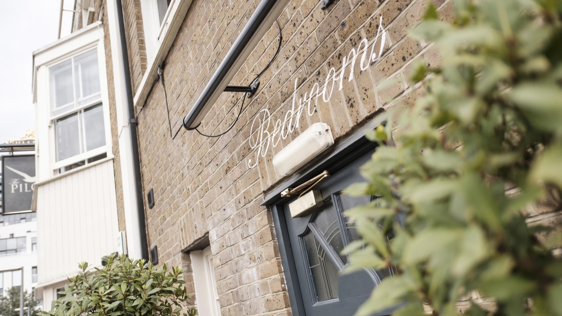 The entrance to the bedrooms at beautiful pub, The Pilot inn, on Greenwich Peninsula.