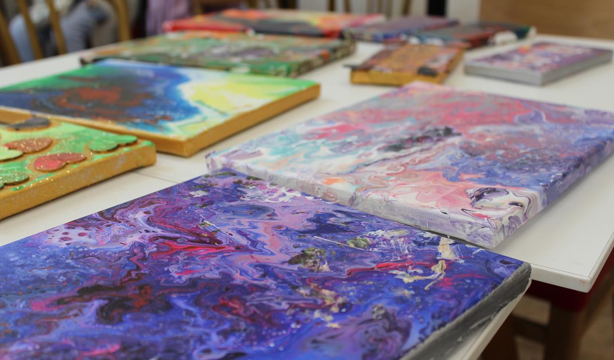 Paintings by WSUP guests - Come and view work created in art therapy workshops with local artists