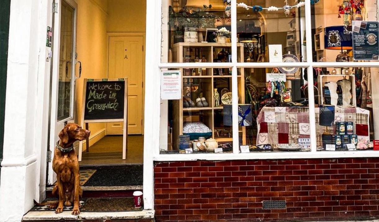 A lovely photo taken of Made in Greenwich at the front of the shop, showing many of the gifts they have to offer.