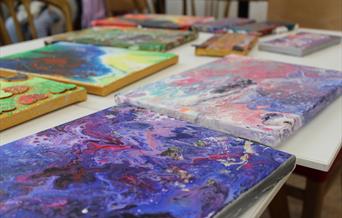 Paintings by WSUP guests - Come and view work created in art therapy workshops with local artists