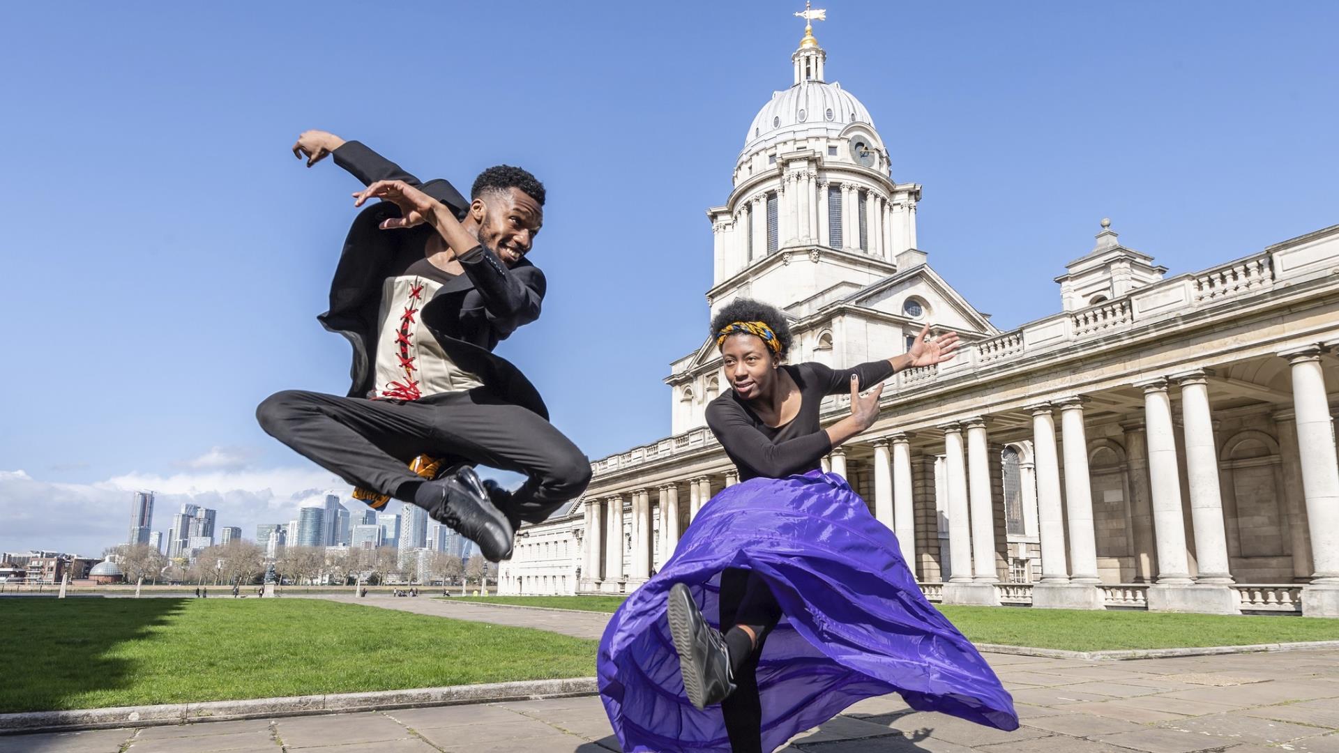 A performance from Greenwich + Docklands International Festival in the grounds of the Old Royal Naval College in Greenwich.