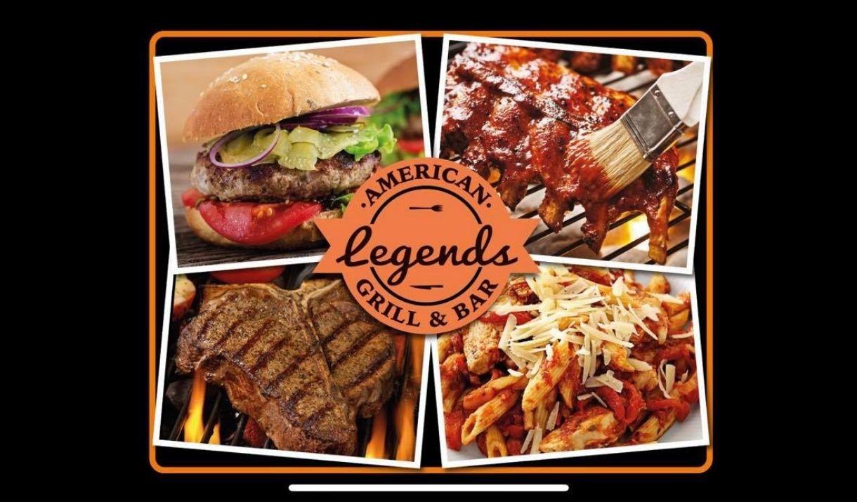 Legends American Grill & Bar favourites including Memphis Ribs, T-Bone Steak, Empire S0tate Burger and pasta. Legends American Grill & Bar favourites including Memphis Ribs, T-Bone Steak, Empire S0tate Burger and pasta.